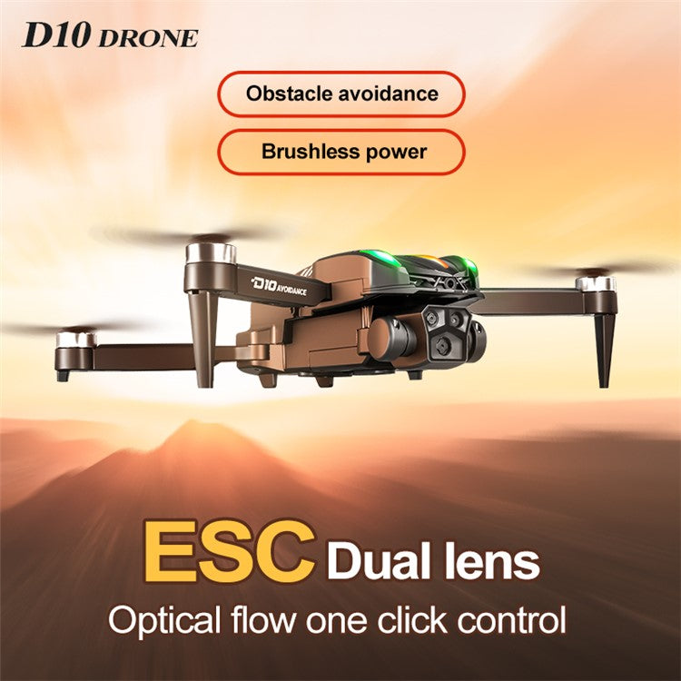 D10 Obstacle Avoidance Brushless Motor Quadcopter HD Aerial Photography Remote Control Drone, 3 Batteries