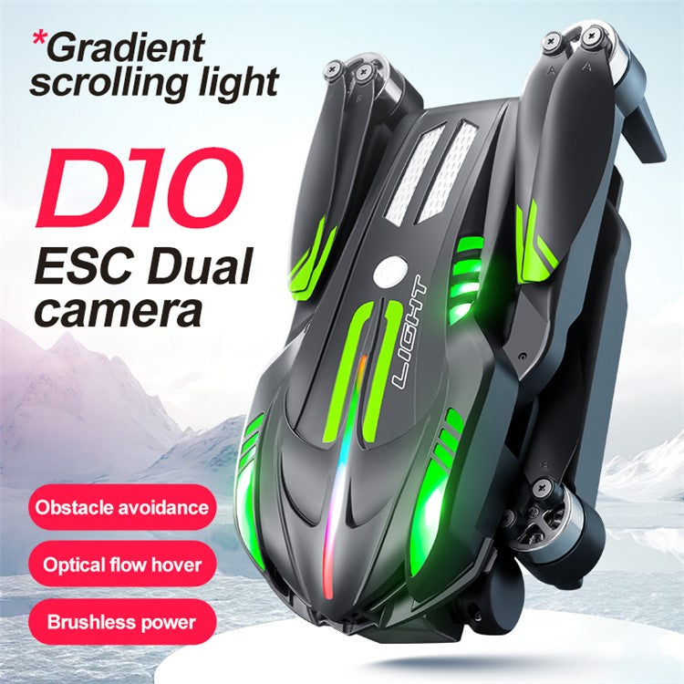 D10 Obstacle Avoidance Brushless Motor Quadcopter HD Aerial Photography Remote Control Drone, 3 Batteries
