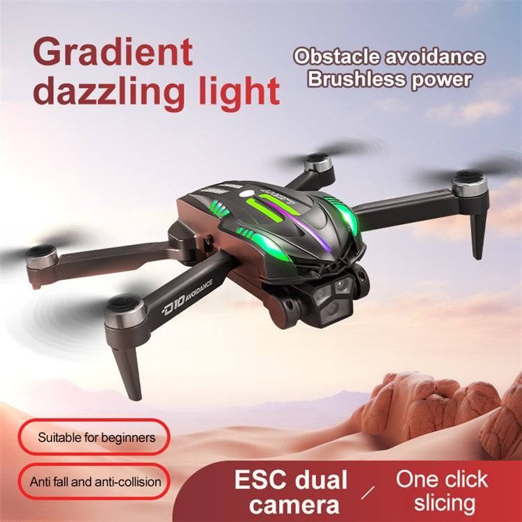 D10 Obstacle Avoidance Brushless Motor Quadcopter HD Aerial Photography Remote Control Drone, 3 Batteries