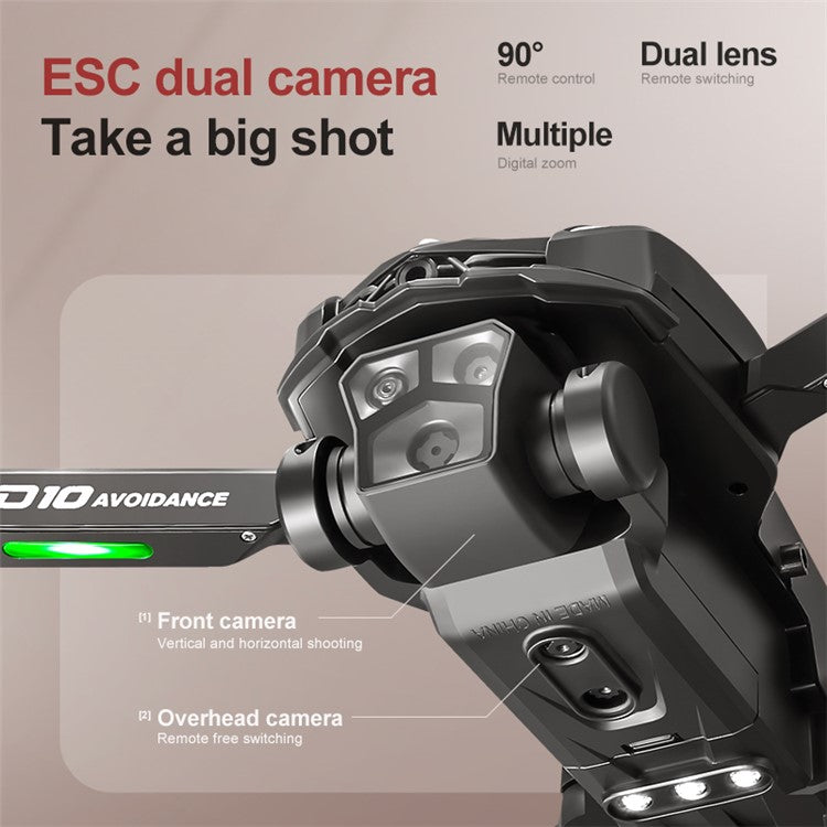 D10 Obstacle Avoidance Brushless Motor Quadcopter HD Aerial Photography Remote Control Drone, 3 Batteries