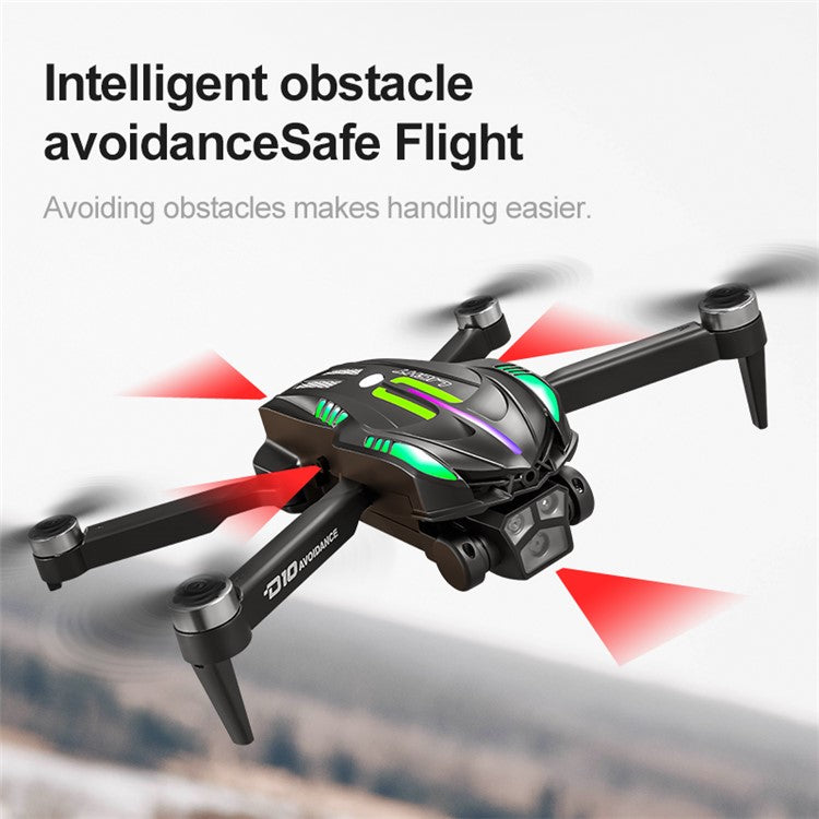 D10 Obstacle Avoidance Brushless Motor Quadcopter HD Aerial Photography Remote Control Drone, 3 Batteries