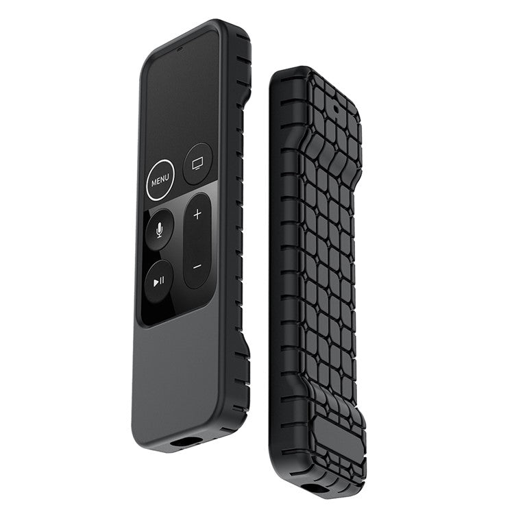 Grid Pattern Anti-slip Silicone Shockproof Case for Apple TV 4K 5th/4th Gen Remote Controller - Black