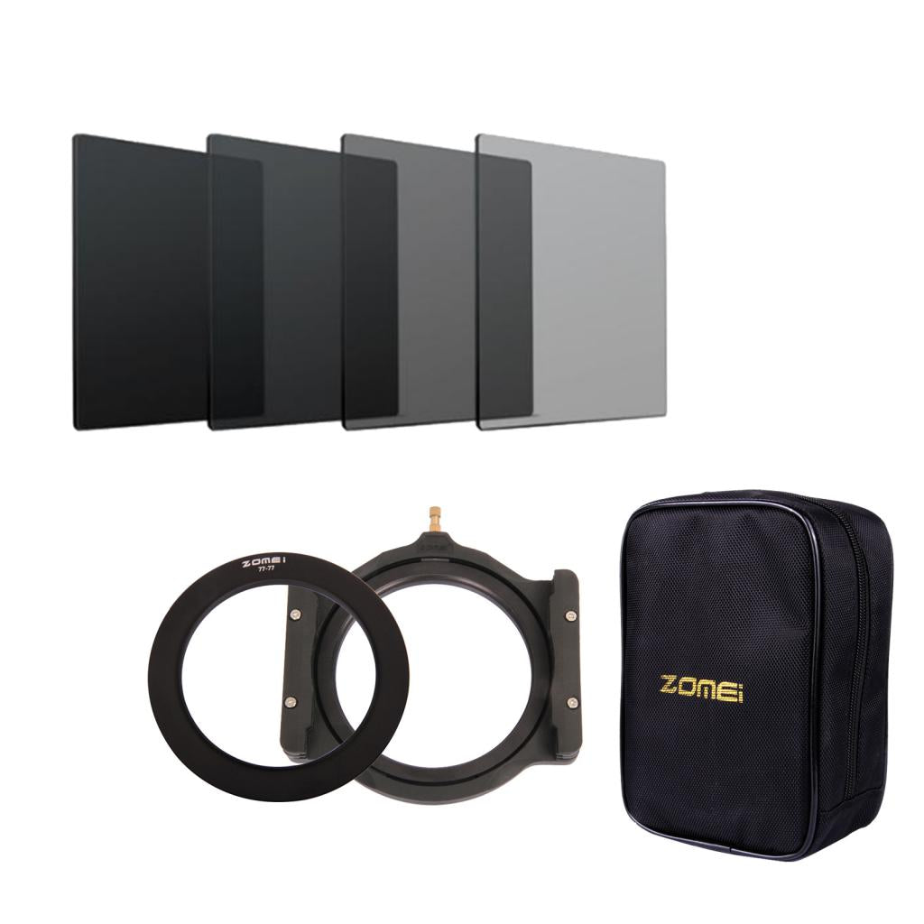 Zomei 100mm Multifunctional Filter 77mm Ring Adapter+150mm Grey ND2 4 8 16 Square Filter + Metal Holder+ Camera Carrying Bag for Cokin Z	*