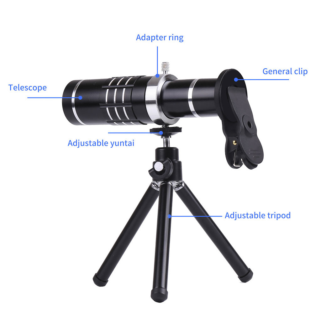 18x Zoom Telephoto Lens& Tripod& Wide-angle 10X Macro&Fisheye Lens for Phone