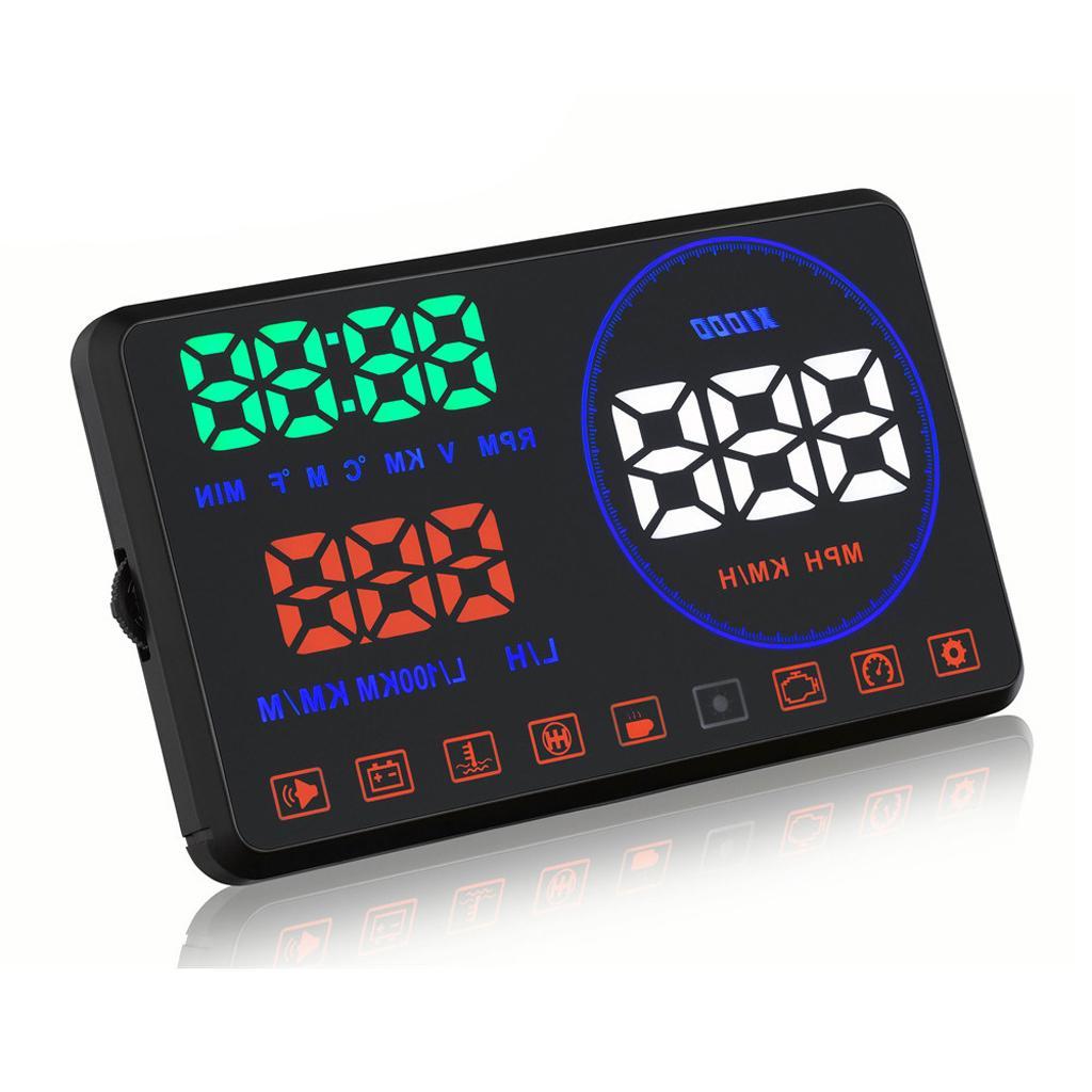 M9 OBD2 Multi-color Car HUD Head Up Display Speed Fuel Tank Water Temp Warning Speedometer