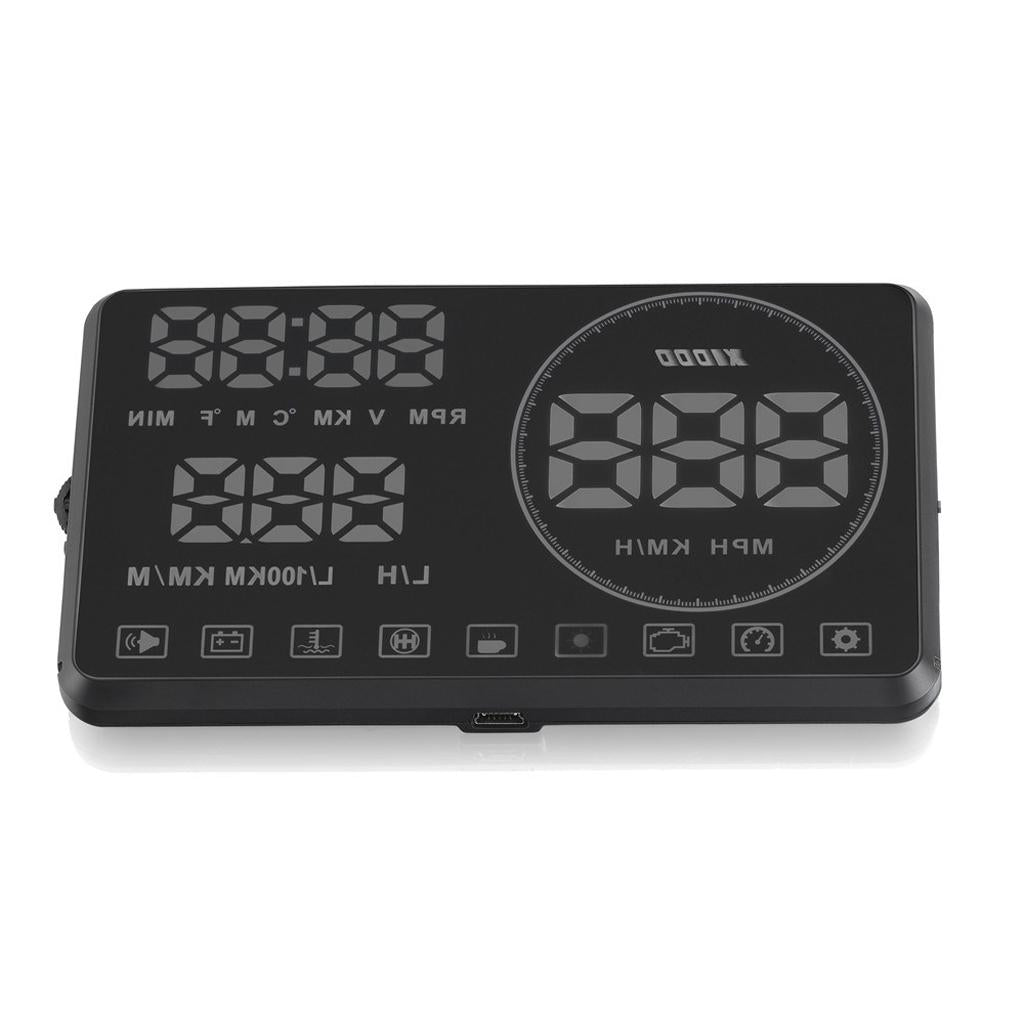 M9 OBD2 Multi-color Car HUD Head Up Display Speed Fuel Tank Water Temp Warning Speedometer