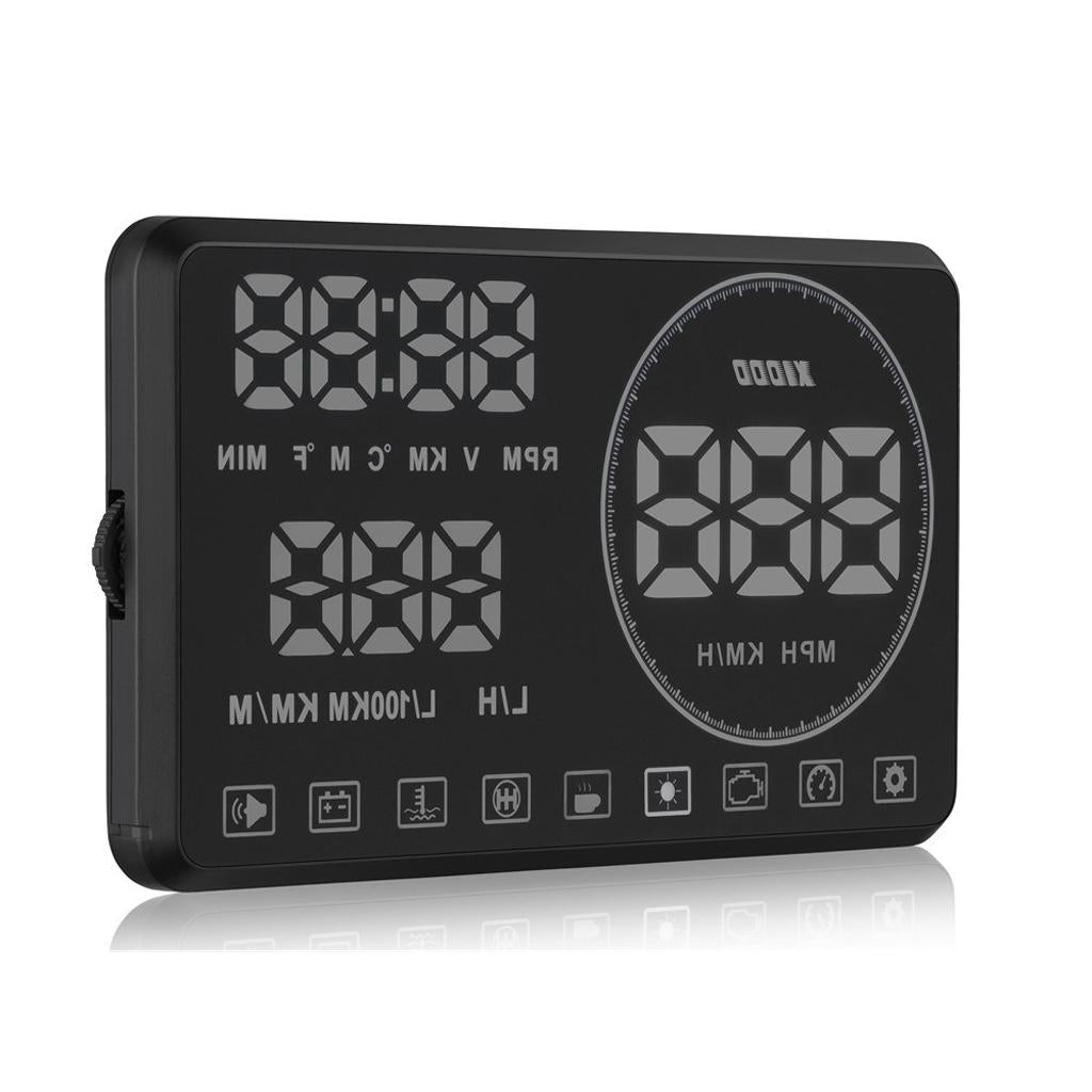 M9 OBD2 Multi-color Car HUD Head Up Display Speed Fuel Tank Water Temp Warning Speedometer