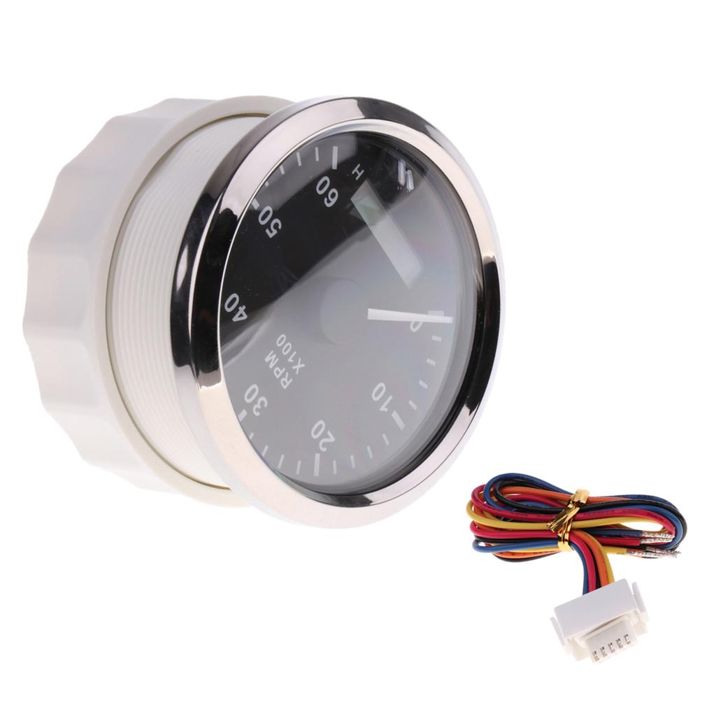 High Quality Tachometer Gauge LED Hourmeter Waterproof RPM 6000 85mm Speed