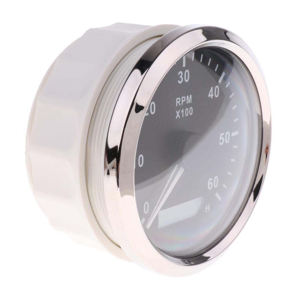 High Quality Tachometer Gauge LED Hourmeter Waterproof RPM 6000 85mm Speed