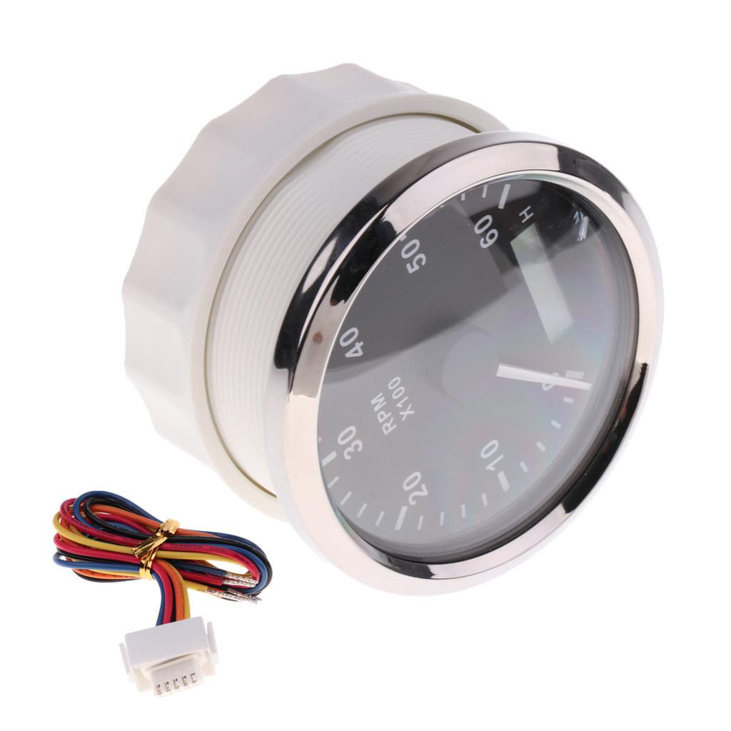 High Quality Tachometer Gauge LED Hourmeter Waterproof RPM 6000 85mm Speed