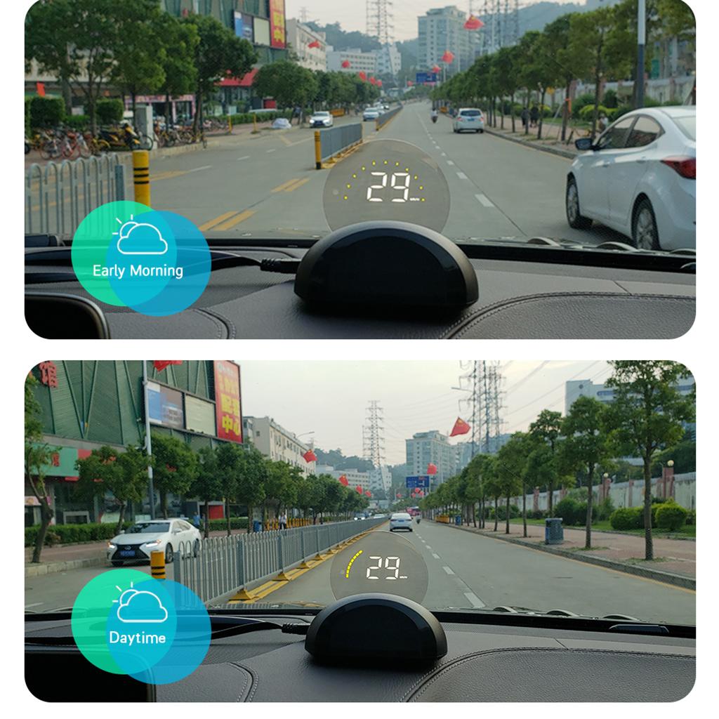 Head-Up Display, Car HUD Speedometer OBD with Foldable Display Board, Digital HD LED Projector Display Speed MPH Driving Reminder Alarm Light Sensor