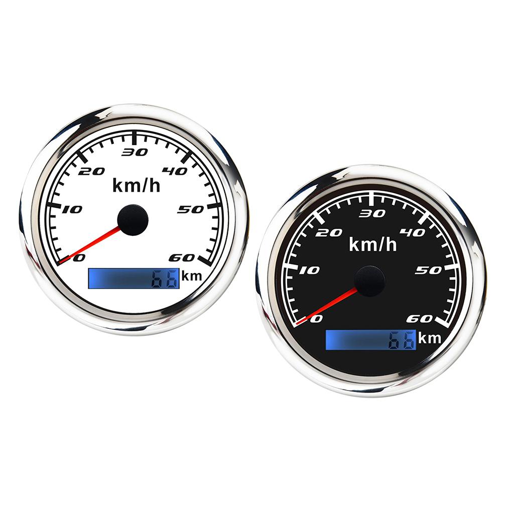 Marine Car Digital GPS Speedometer Gauge 0-60 km/h 85mm Waterproof Black