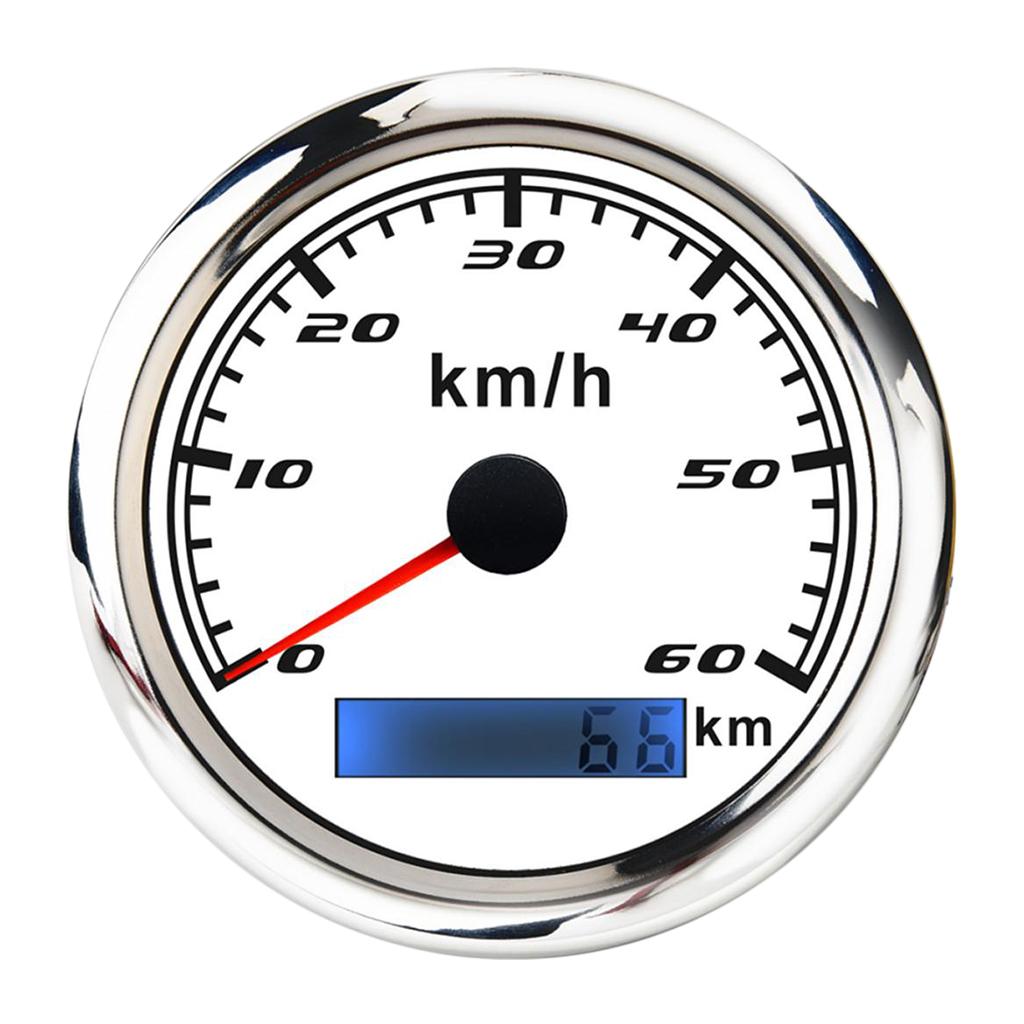 Marine Car Digital GPS Speedometer Gauge 0-60 km/h 85mm Waterproof White