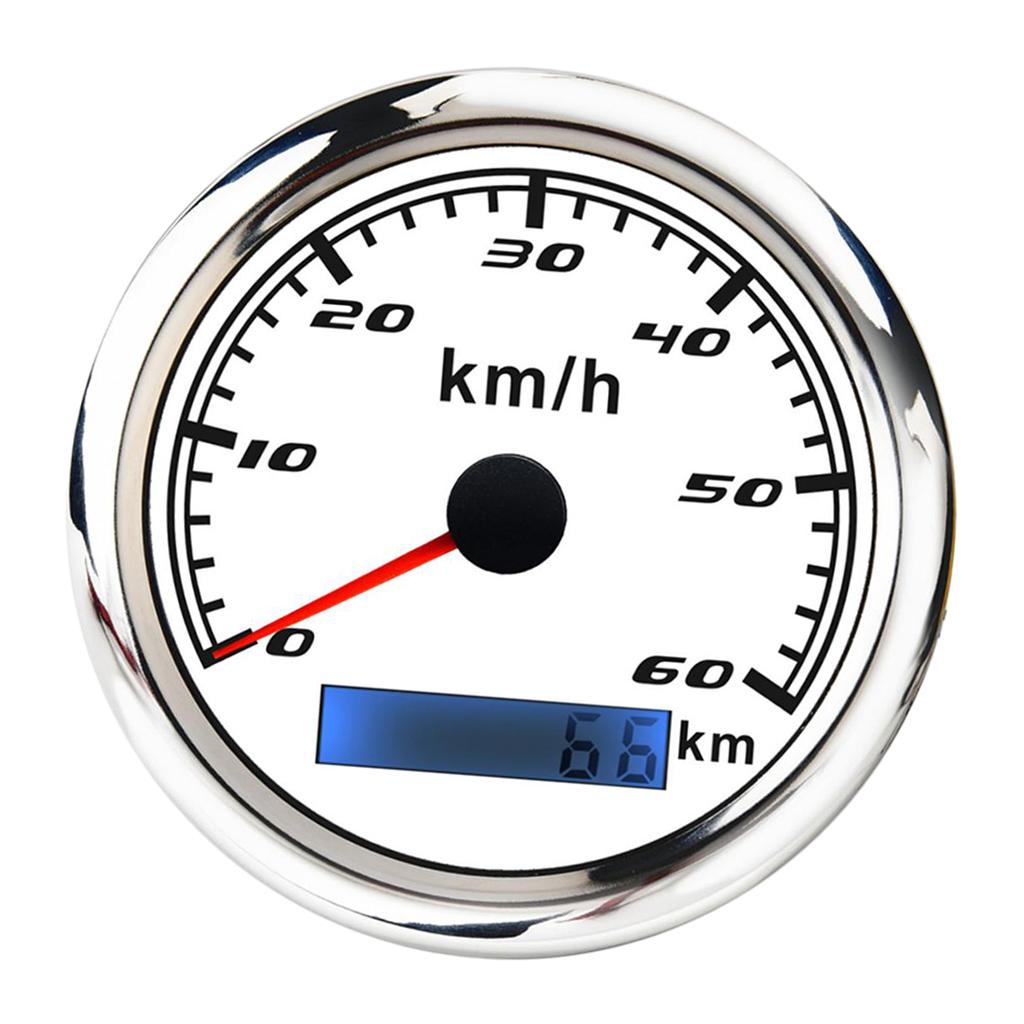 Marine Car Digital GPS Speedometer Gauge 0-60 km/h 85mm Waterproof White