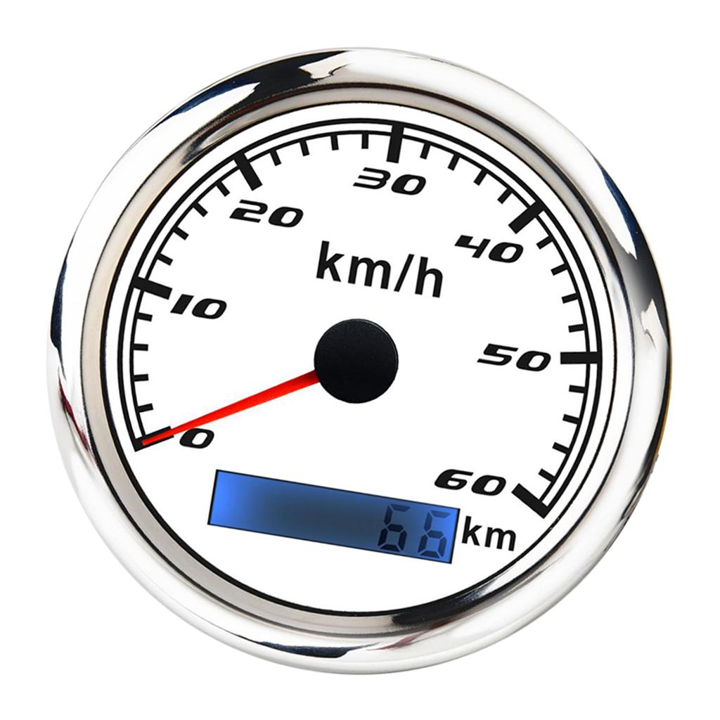 Marine Car Digital GPS Speedometer Gauge 0-60 km/h 85mm Waterproof White