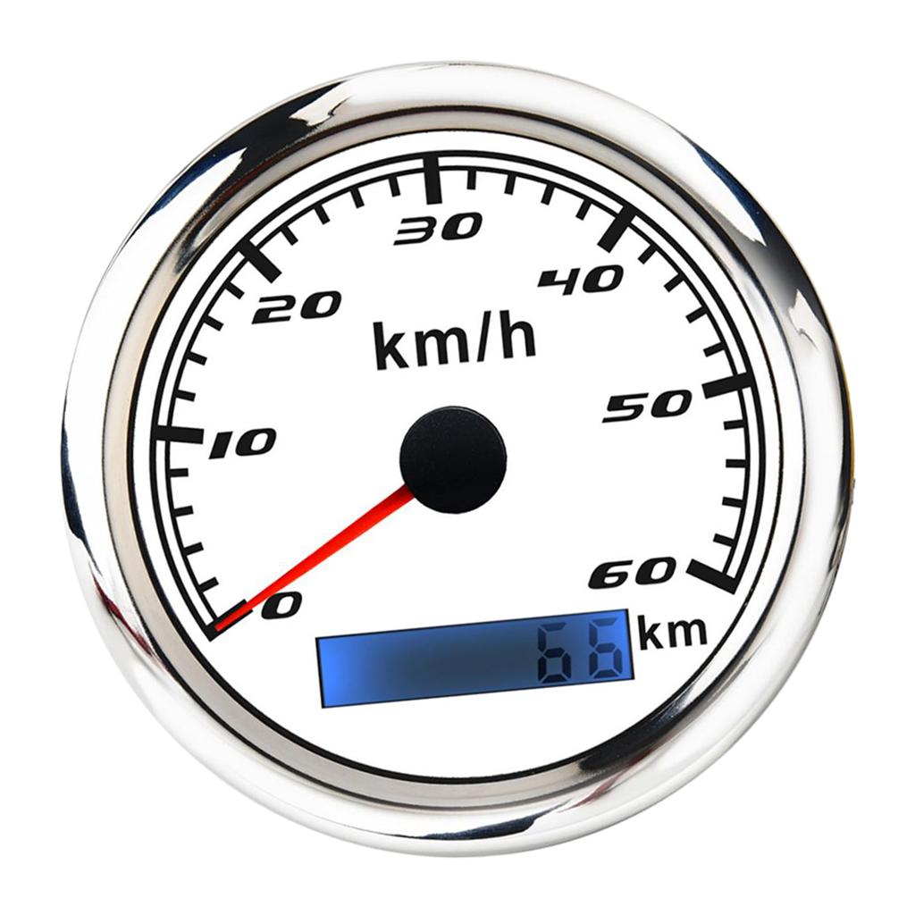 Marine Car Digital GPS Speedometer Gauge 0-60 km/h 85mm Waterproof White