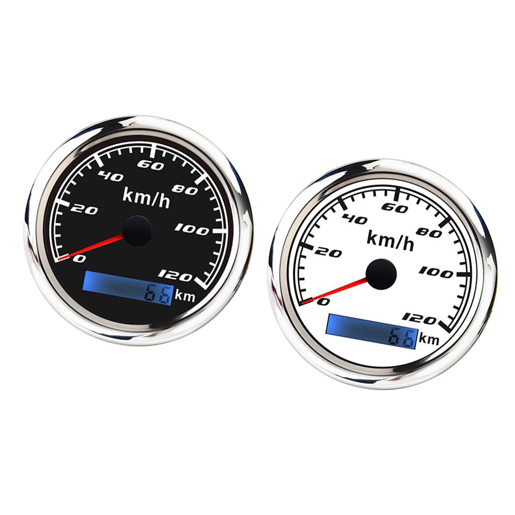 Marine Car Digital GPS Speedometer Gauge 0-120 km/h 85mm Waterproof Black