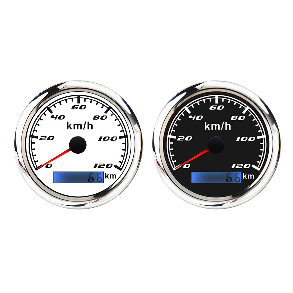 Marine Car Digital GPS Speedometer Gauge 0-120 km/h 85mm Waterproof Black