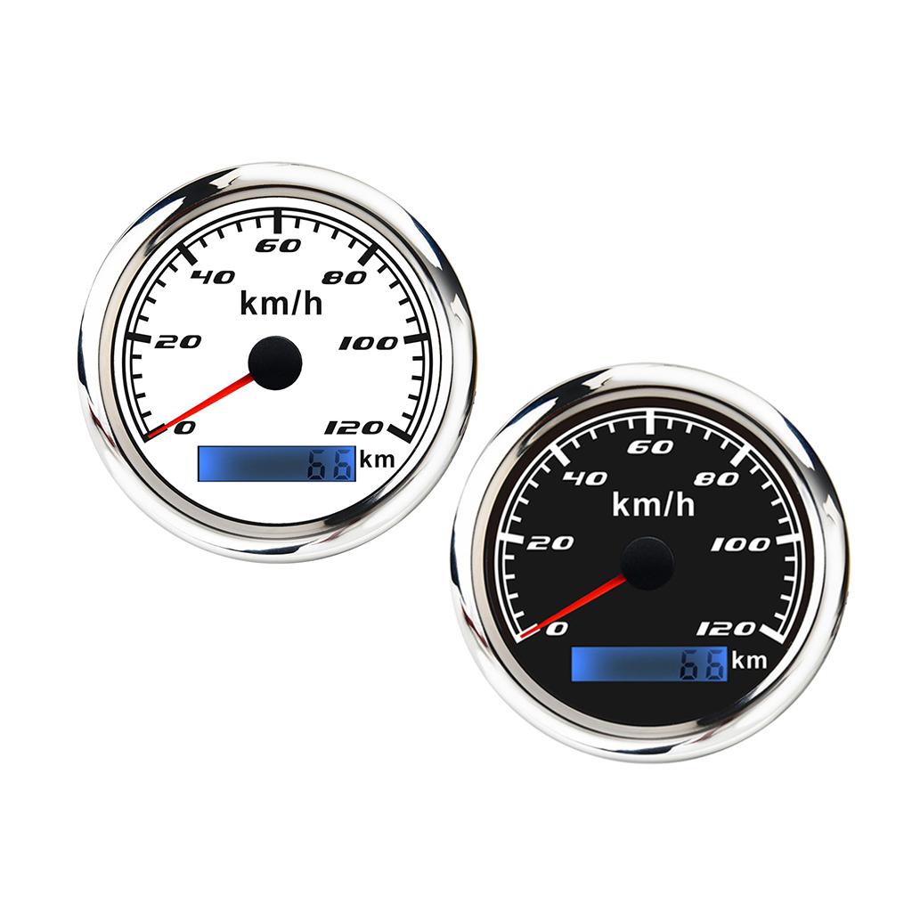 Marine Car Digital GPS Speedometer Gauge 0-120 km/h 85mm Waterproof Black