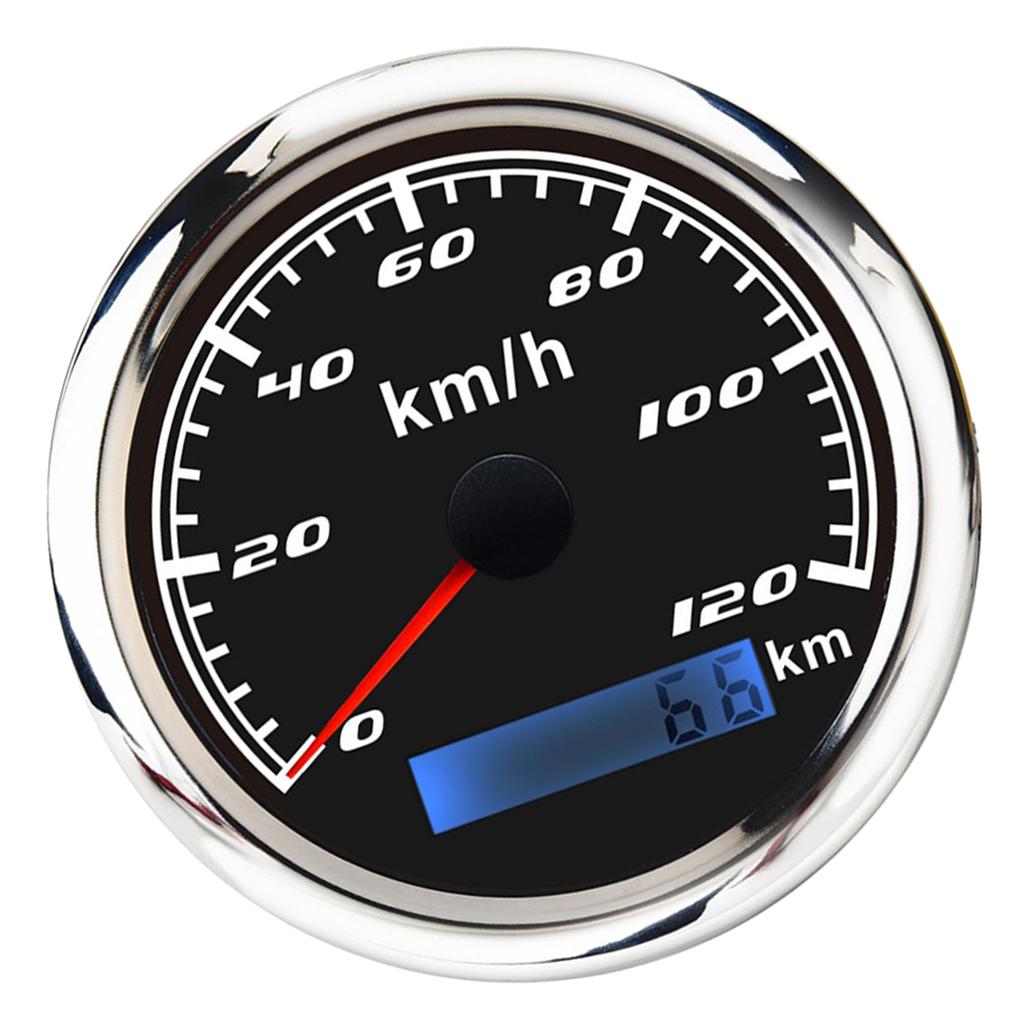 Marine Car Digital GPS Speedometer Gauge 0-120 km/h 85mm Waterproof Black