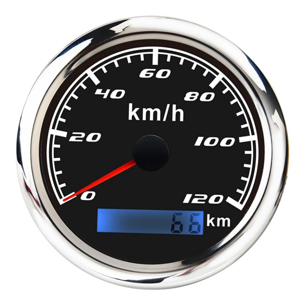 Marine Car Digital GPS Speedometer Gauge 0-120 km/h 85mm Waterproof Black