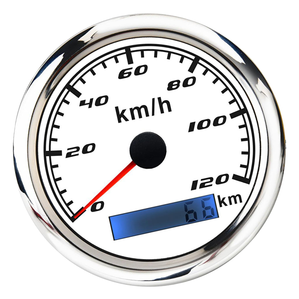 Marine Car Digital GPS Speedometer Gauge 0-120 km/h 85mm Waterproof White