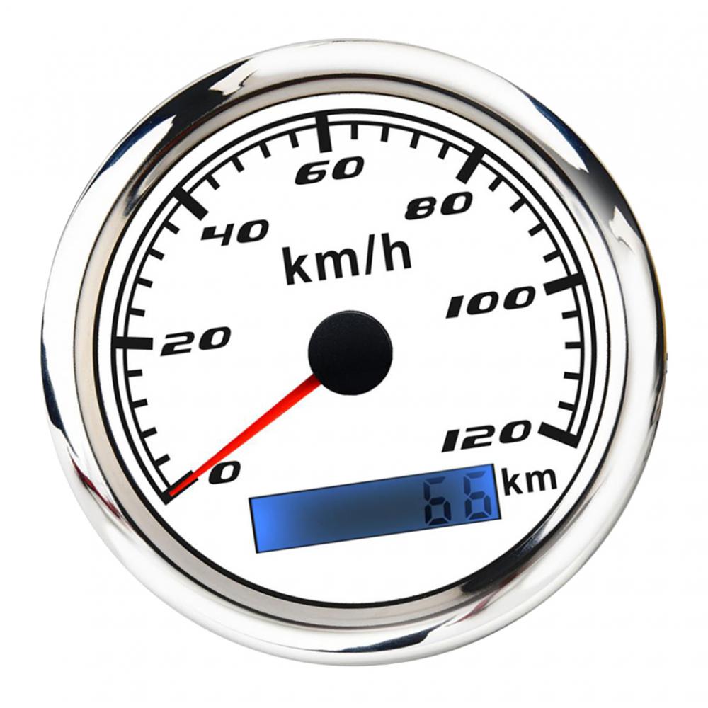 Marine Car Digital GPS Speedometer Gauge 0-120 km/h 85mm Waterproof White