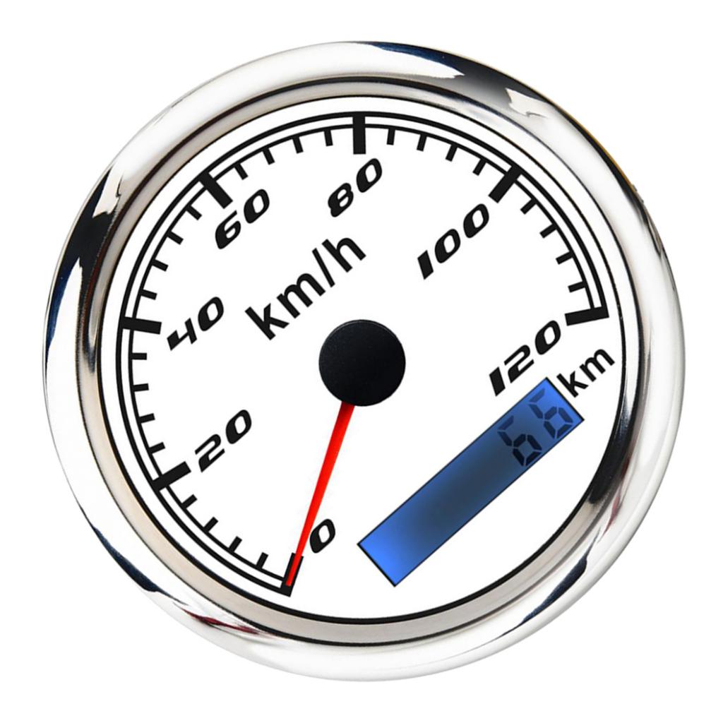 Marine Car Digital GPS Speedometer Gauge 0-120 km/h 85mm Waterproof White