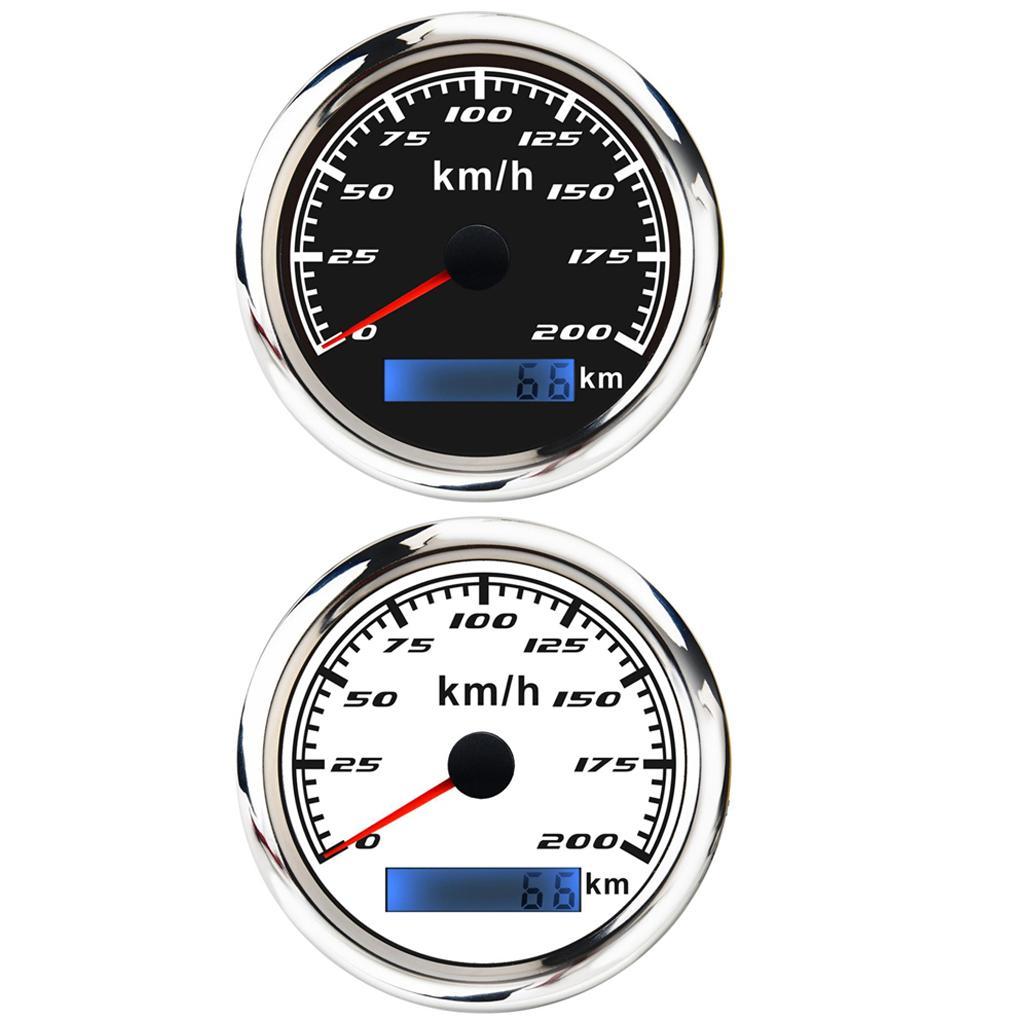 200KM/h 85mm Digital GPS Speedometer Waterproof Gauge Antenna for Boat Black