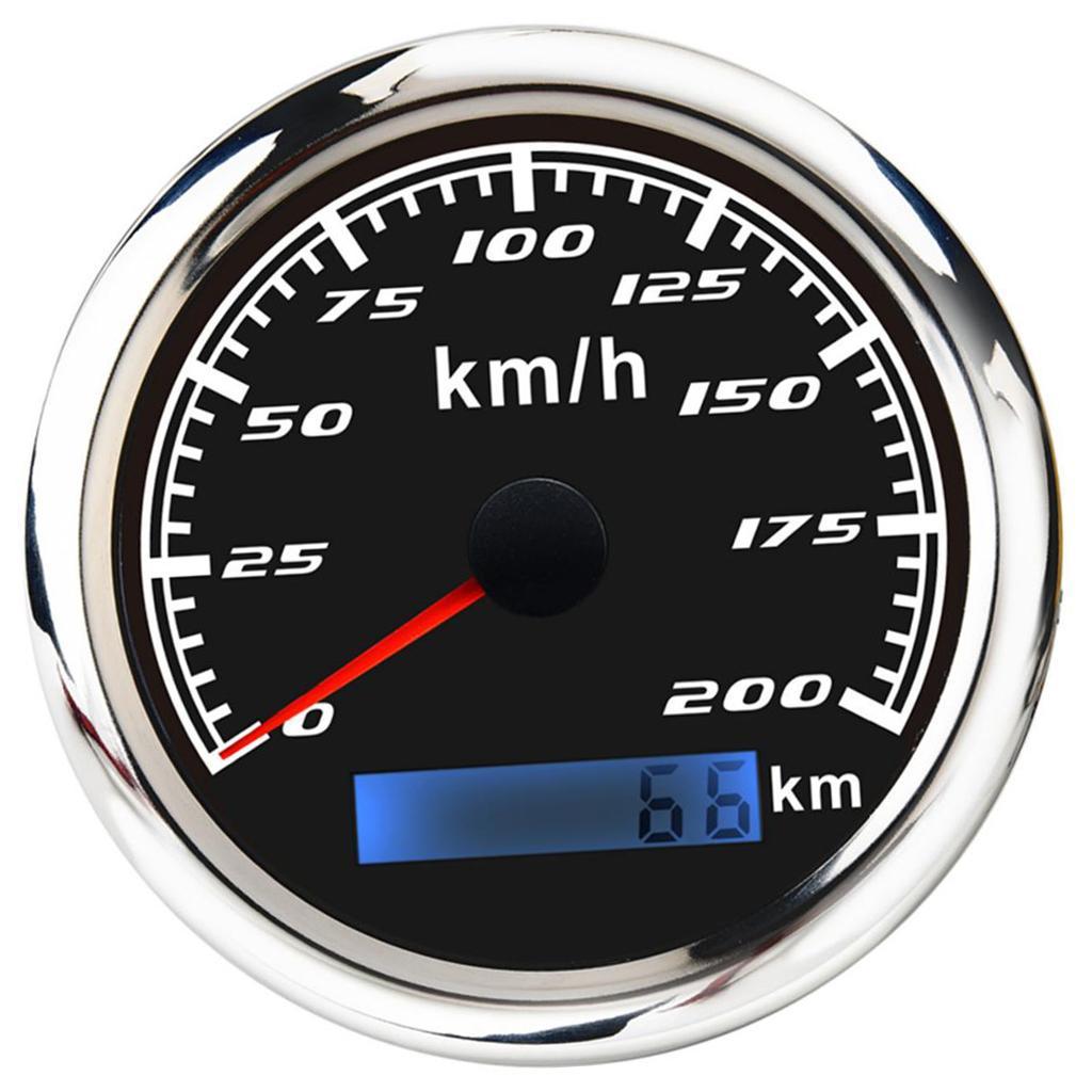 200KM/h 85mm Digital GPS Speedometer Waterproof Gauge Antenna for Boat Black