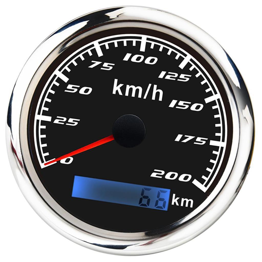 200KM/h 85mm Digital GPS Speedometer Waterproof Gauge Antenna for Boat Black