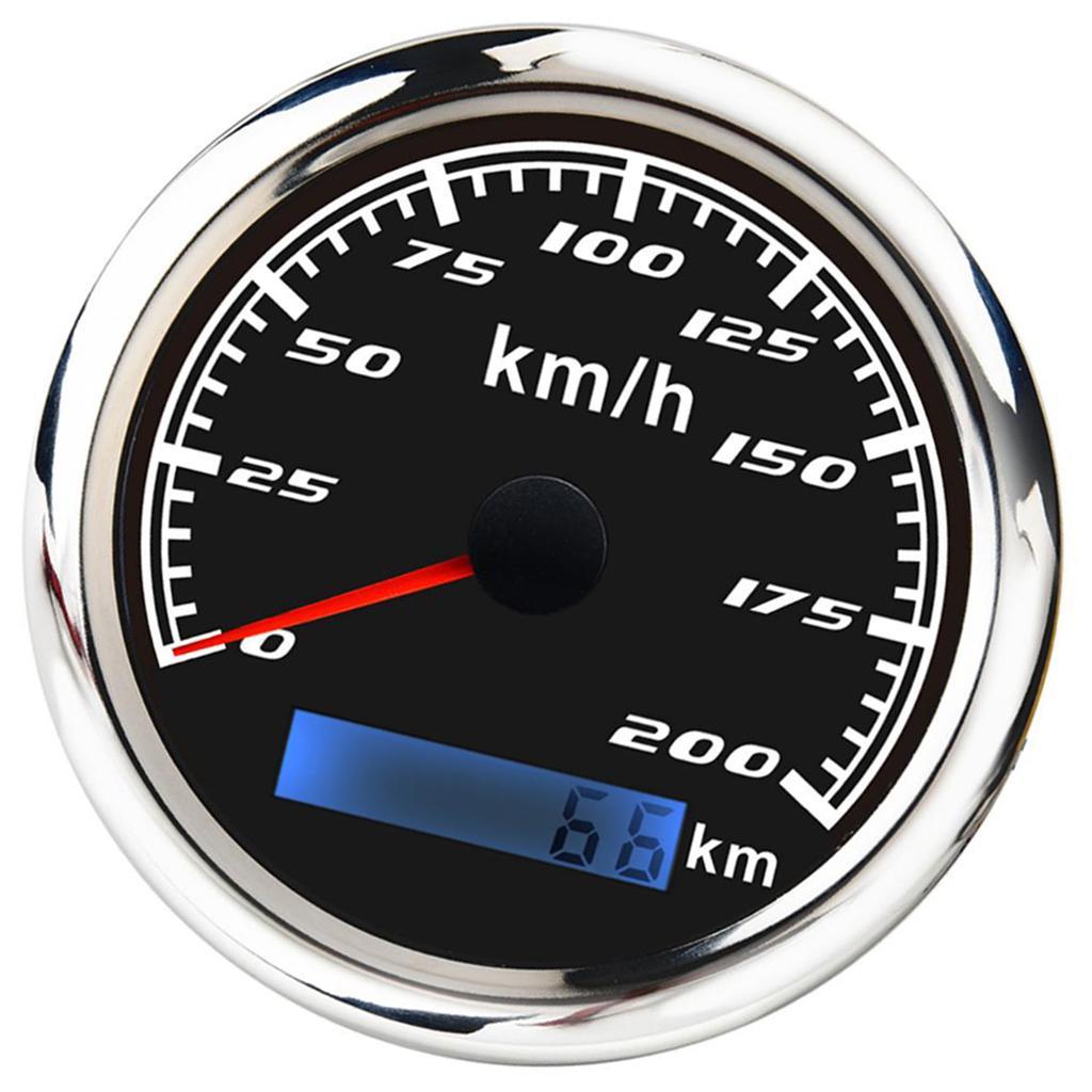 200KM/h 85mm Digital GPS Speedometer Waterproof Gauge Antenna for Boat Black