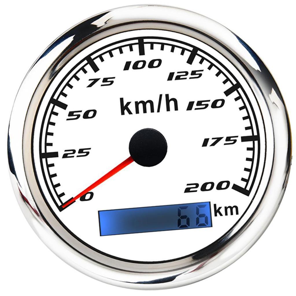 200KM/h 85mm Digital GPS Speedometer Waterproof Gauge Antenna for Boat White