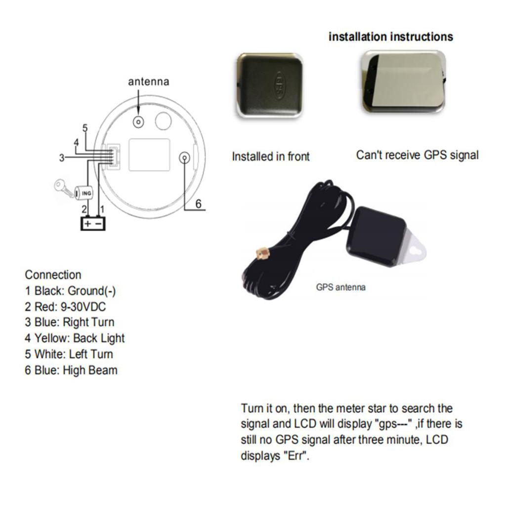 Marine Digital GPS Speedometer 120km/h Speed Meter w/Steering Lamp