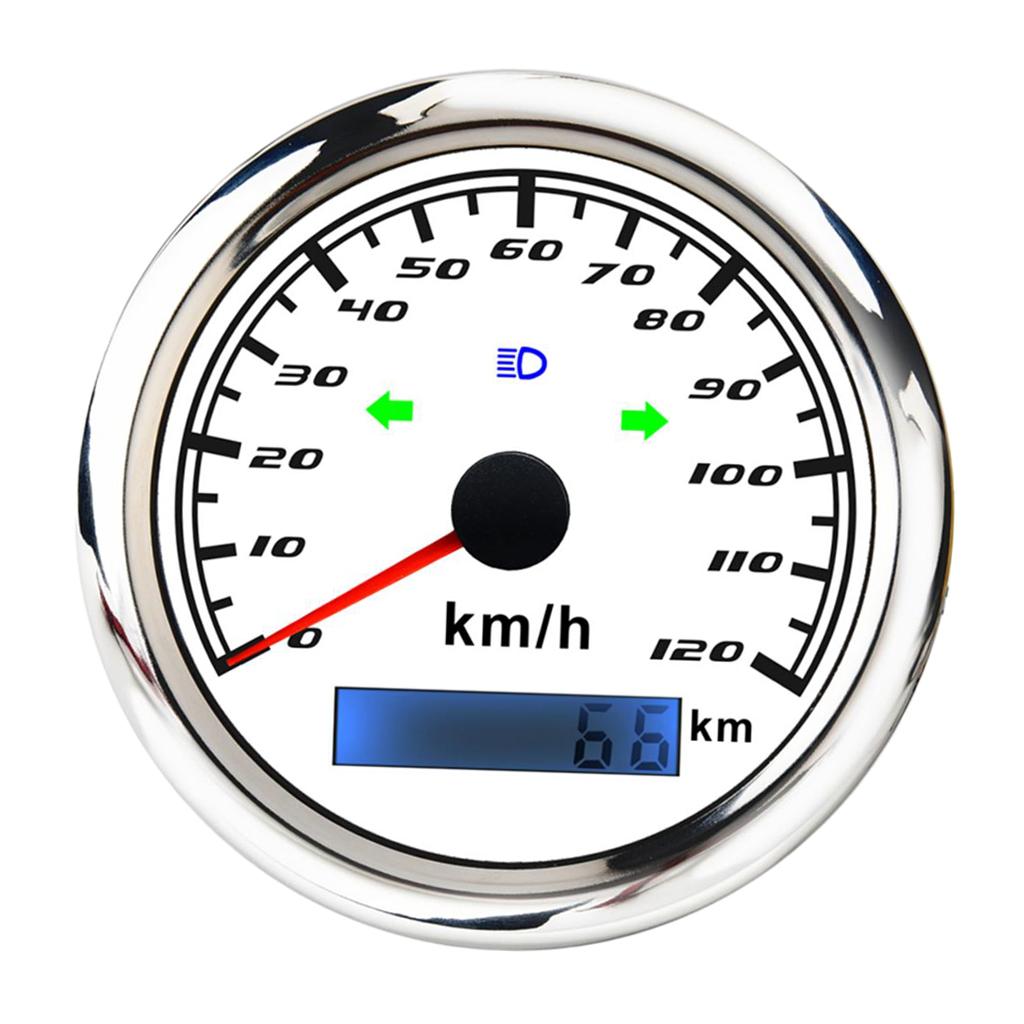 Marine Digital GPS Speedometer Gauge 0-120km/h 85mm 316L Steering Lamp White