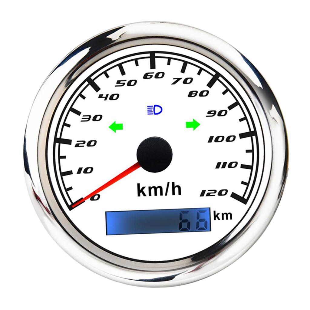 Marine Digital GPS Speedometer Gauge 0-120km/h 85mm 316L Steering Lamp White