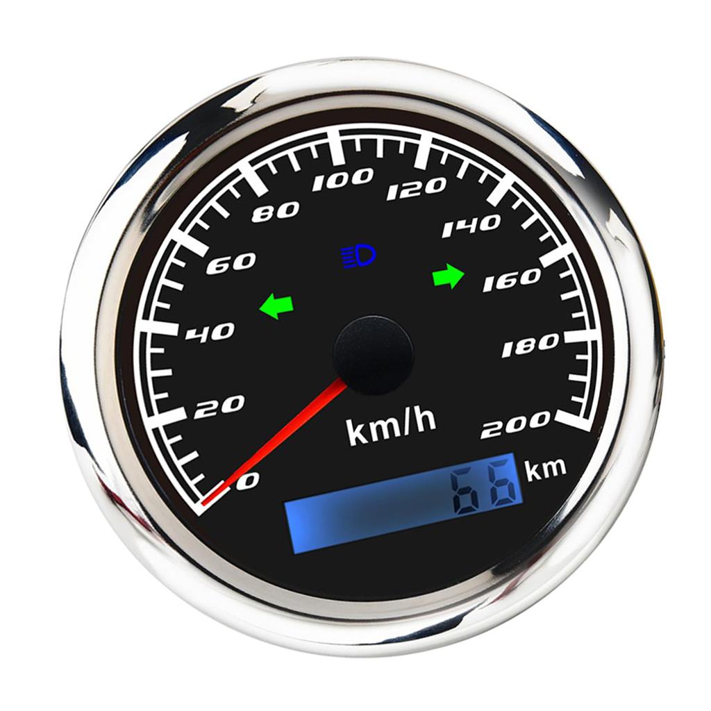 km/h 200 85mm Marine Boat Tachometer Gauge Tacho Meter LCD Hourmeter Black