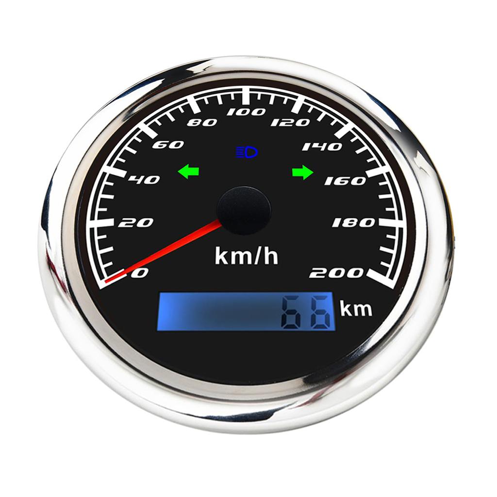 km/h 200 85mm Marine Boat Tachometer Gauge Tacho Meter LCD Hourmeter Black