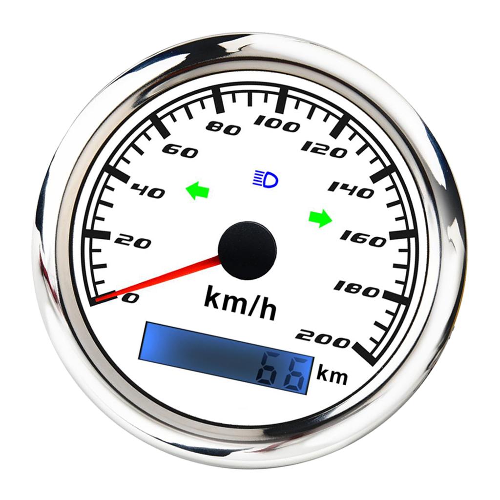 km/h 200 85mm Marine Boat Tachometer Gauge Tacho Meter LCD Hourmeter White