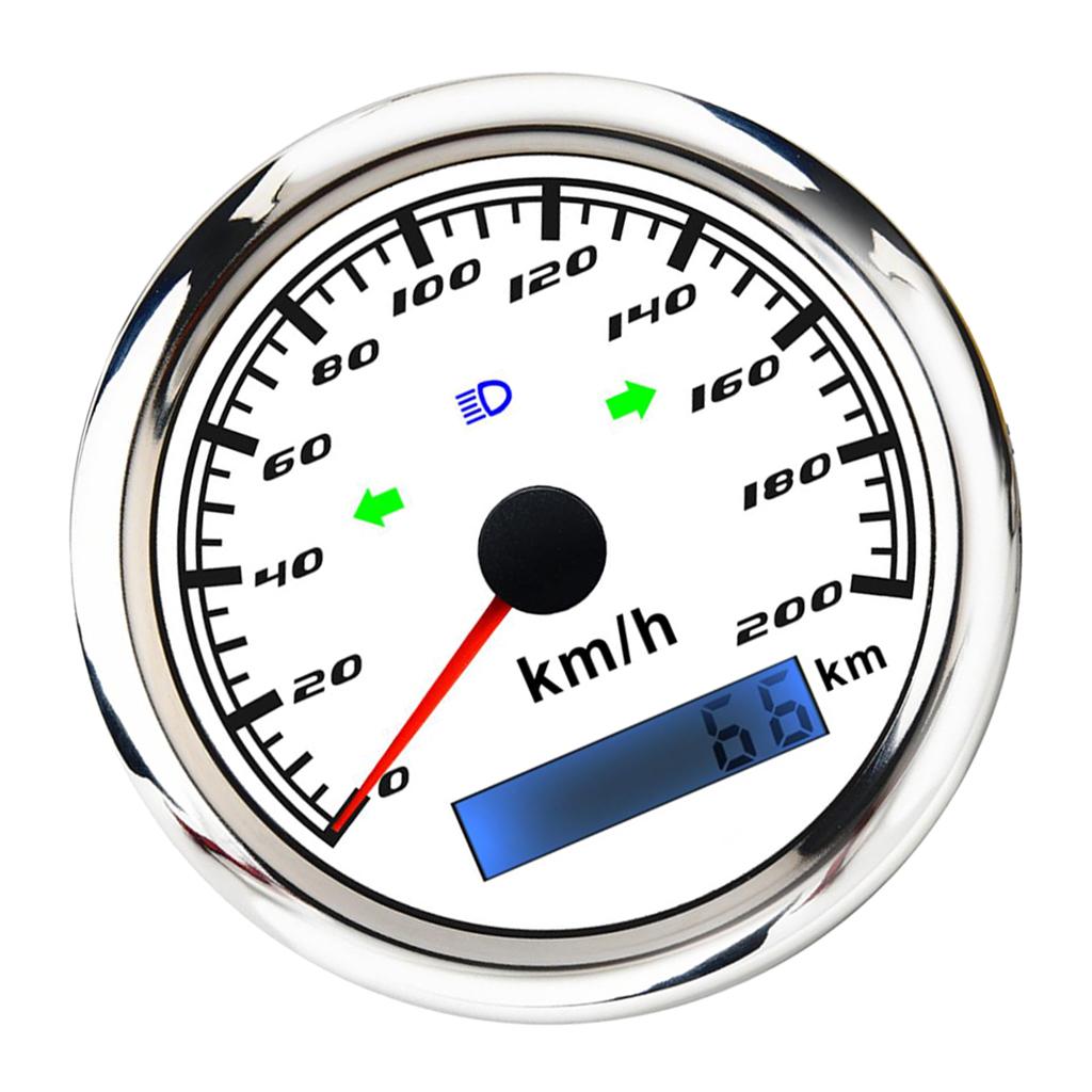 km/h 200 85mm Marine Boat Tachometer Gauge Tacho Meter LCD Hourmeter White