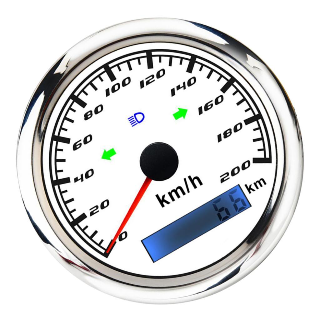 km/h 200 85mm Marine Boat Tachometer Gauge Tacho Meter LCD Hourmeter White