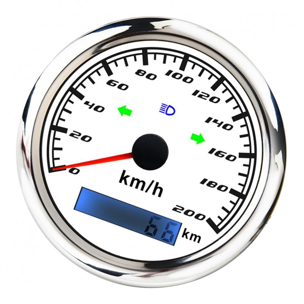 km/h 200 85mm Marine Boat Tachometer Gauge Tacho Meter LCD Hourmeter White