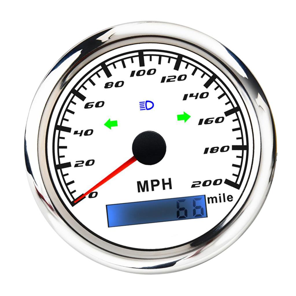 MPH 200 85mm Marine Boat Tachometer Gauge Tacho Meter LCD Hourmeter White