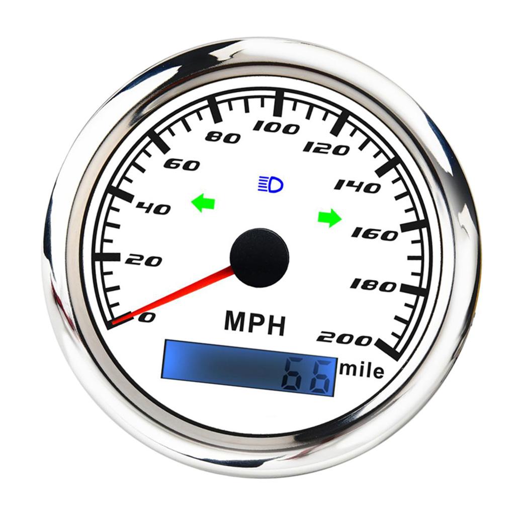 MPH 200 85mm Marine Boat Tachometer Gauge Tacho Meter LCD Hourmeter White