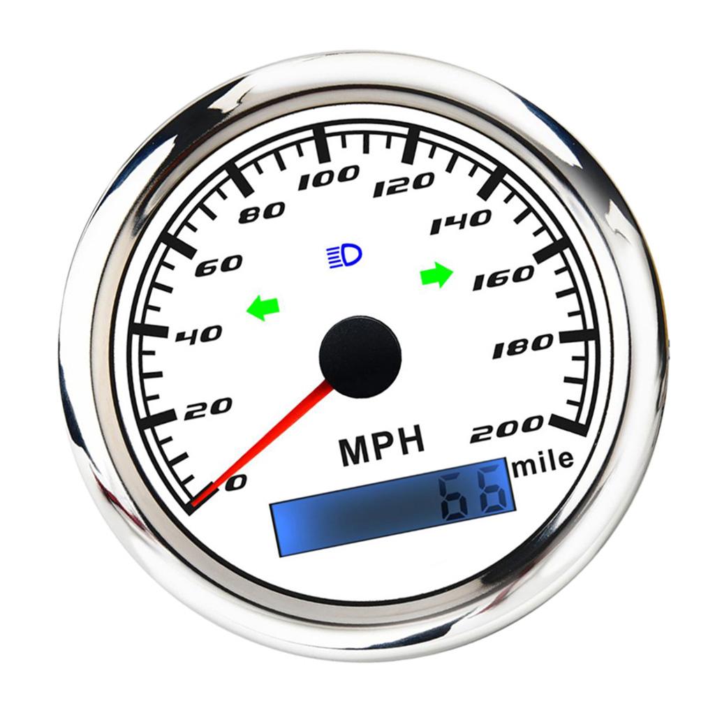 MPH 200 85mm Marine Boat Tachometer Gauge Tacho Meter LCD Hourmeter White