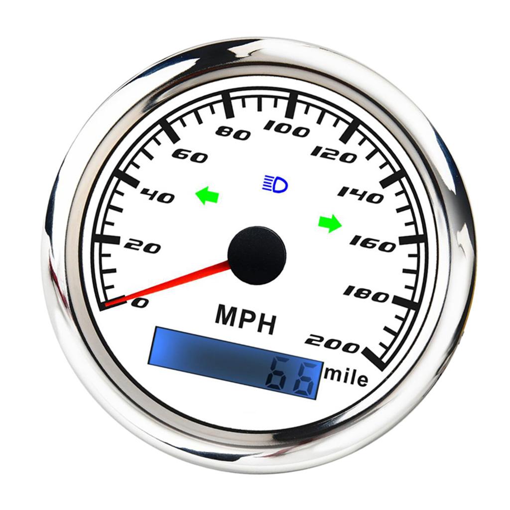 MPH 200 85mm Marine Boat Tachometer Gauge Tacho Meter LCD Hourmeter White