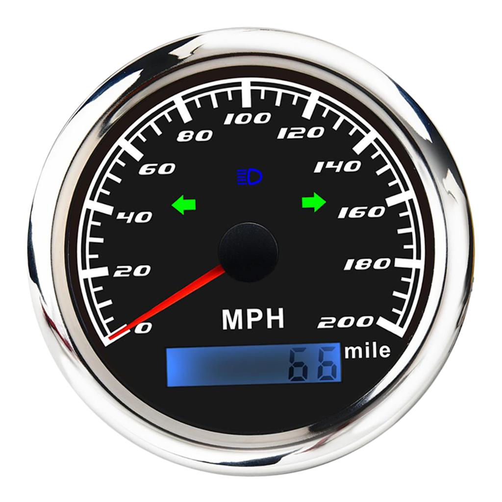 Marine Digital GPS Speedometer 200MPH Speed Meter w/Steering Lamp