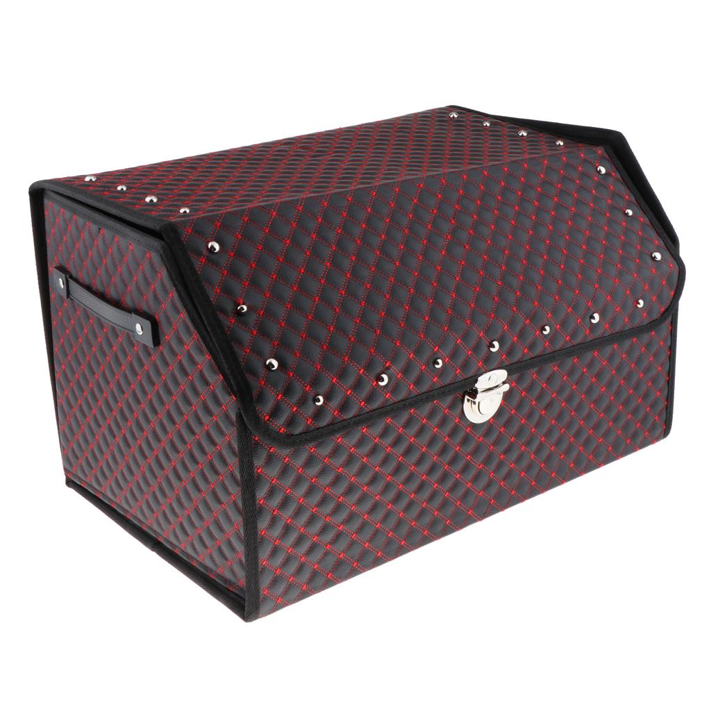 PU Leather Car Trunk Organizer Box Storage Bag Foldable Cargo Storage Box