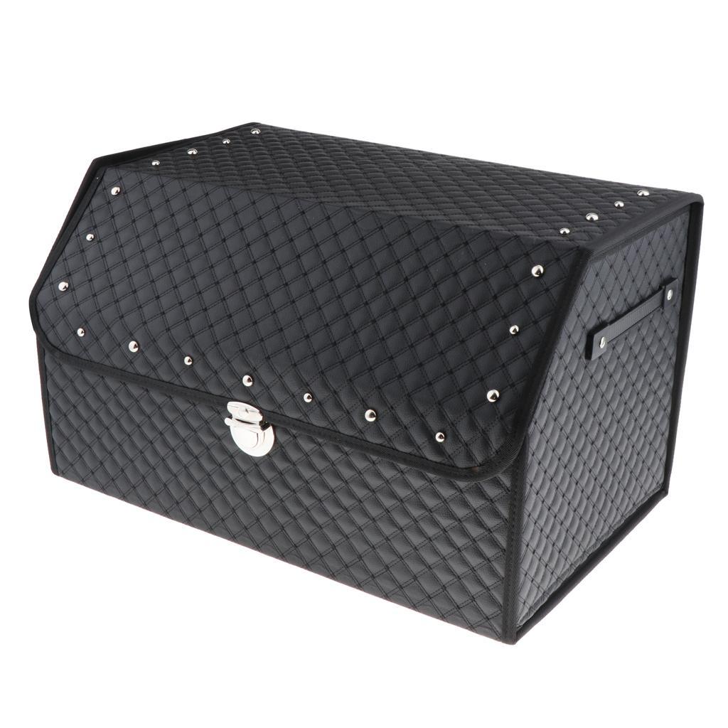 PU Leather Car Tidy Bag Storage Box Collapsible Foldable Trunk Organizer