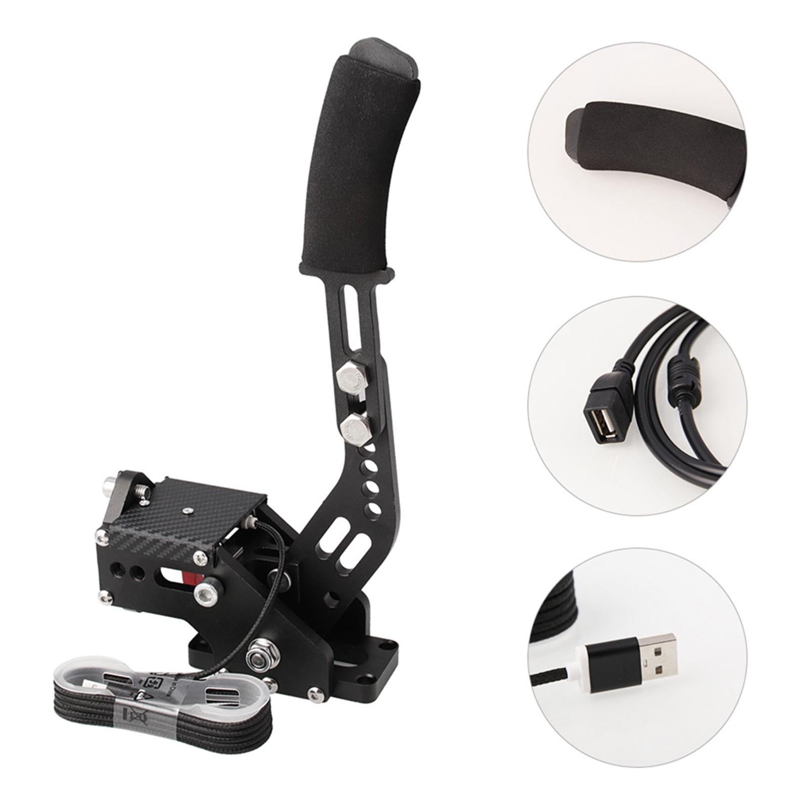 14-Bit Aluminum Alloy PC Handbrake USB Handbrakes Clamp for Racing Games Black